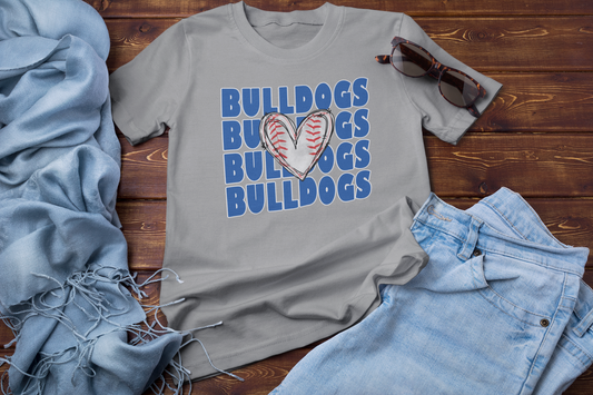 Defiance Bulldogs Stacked Baseball Heart